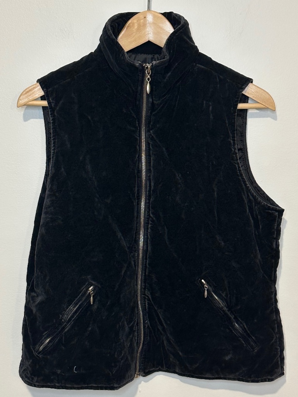 Talbots Black Velvet Vest Womens Small